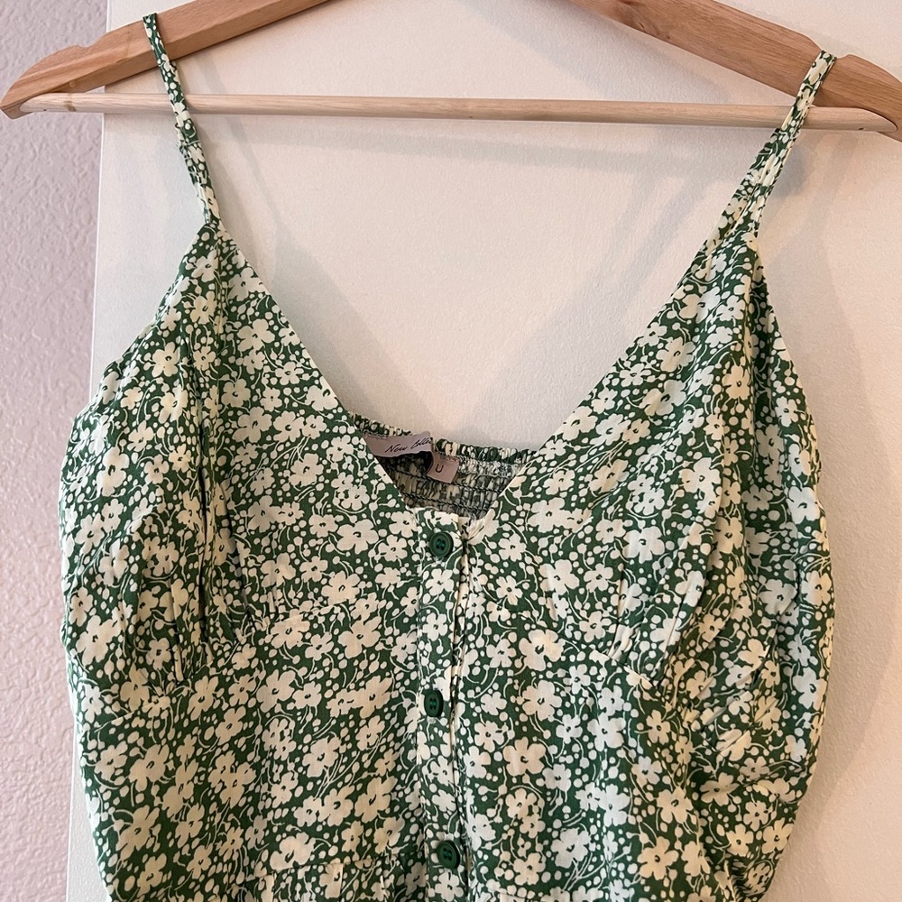 Green and white short dress